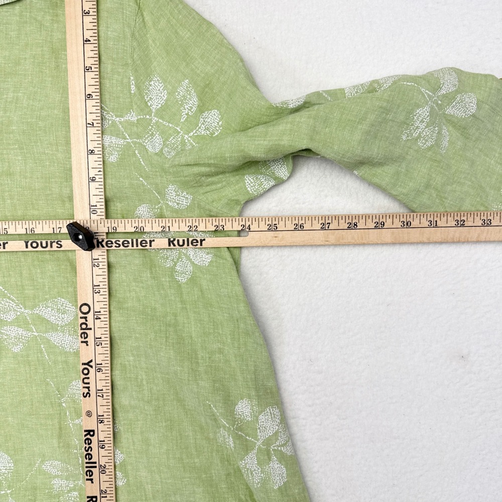 Habitat Tunic Top Womens Size XL Green Floral Linen Blend Lagenlook Mature - Picture 8 of 9